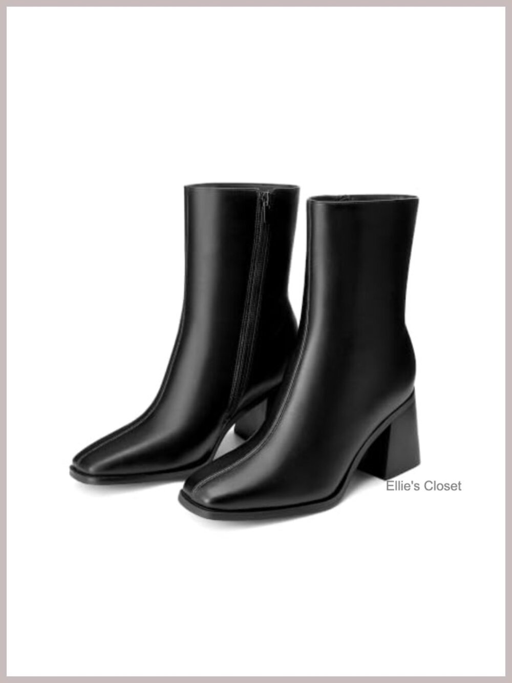 Women's Square Toe Ankle Booties Chunky Heel Faux Leather